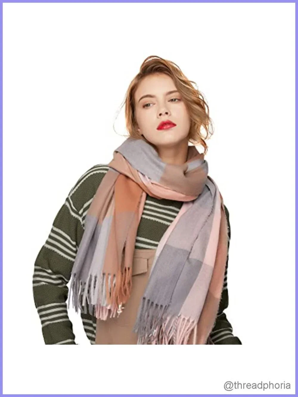 Soft Plaid Tartan Scarf for Women Men 100% Acrylic Lightweight Winter